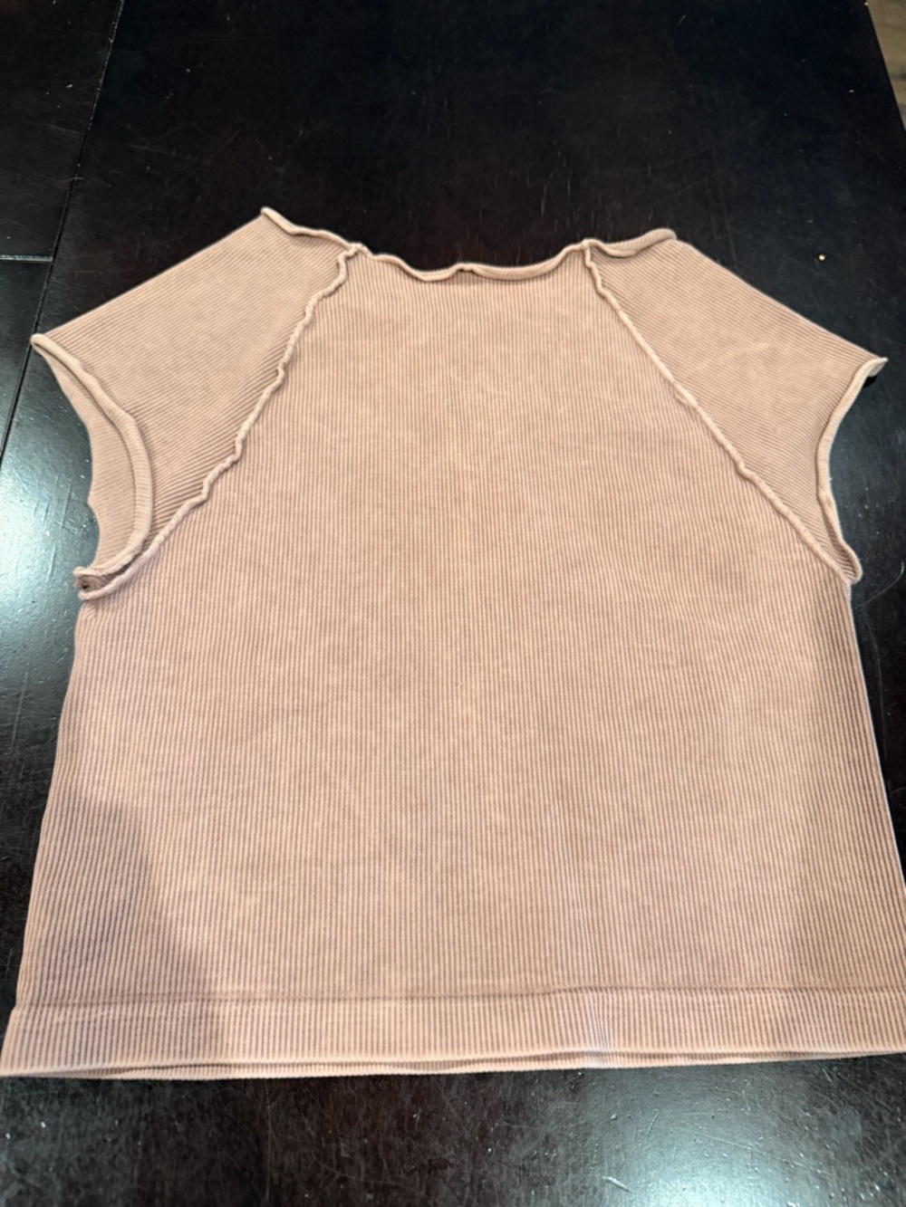 Love Stitch Ribbed Lettuce-Edge Tank Tops
